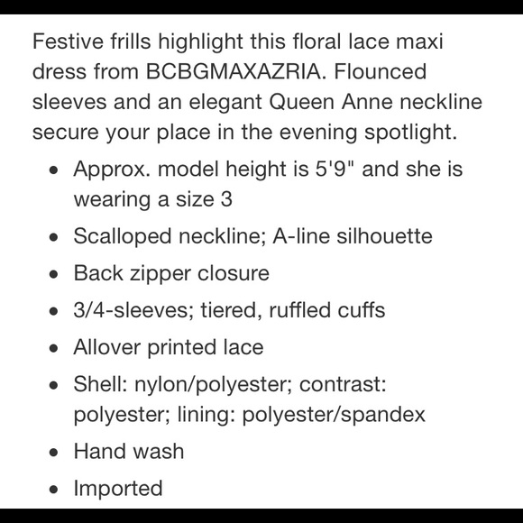 BCBGMaxAzria | Cascading Floral Lace Maxi Dress - Picture 3 of 5